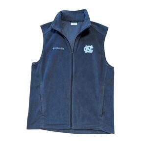 UNC Columbia full zip, Men's Fleece vest, size Small; Navy Blue, North Carolina